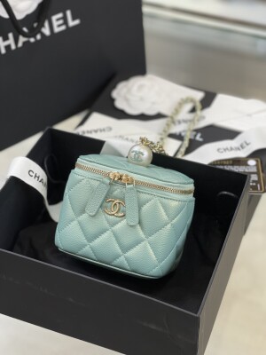 Chanel Mini Vanity With Ball Chain Light Green