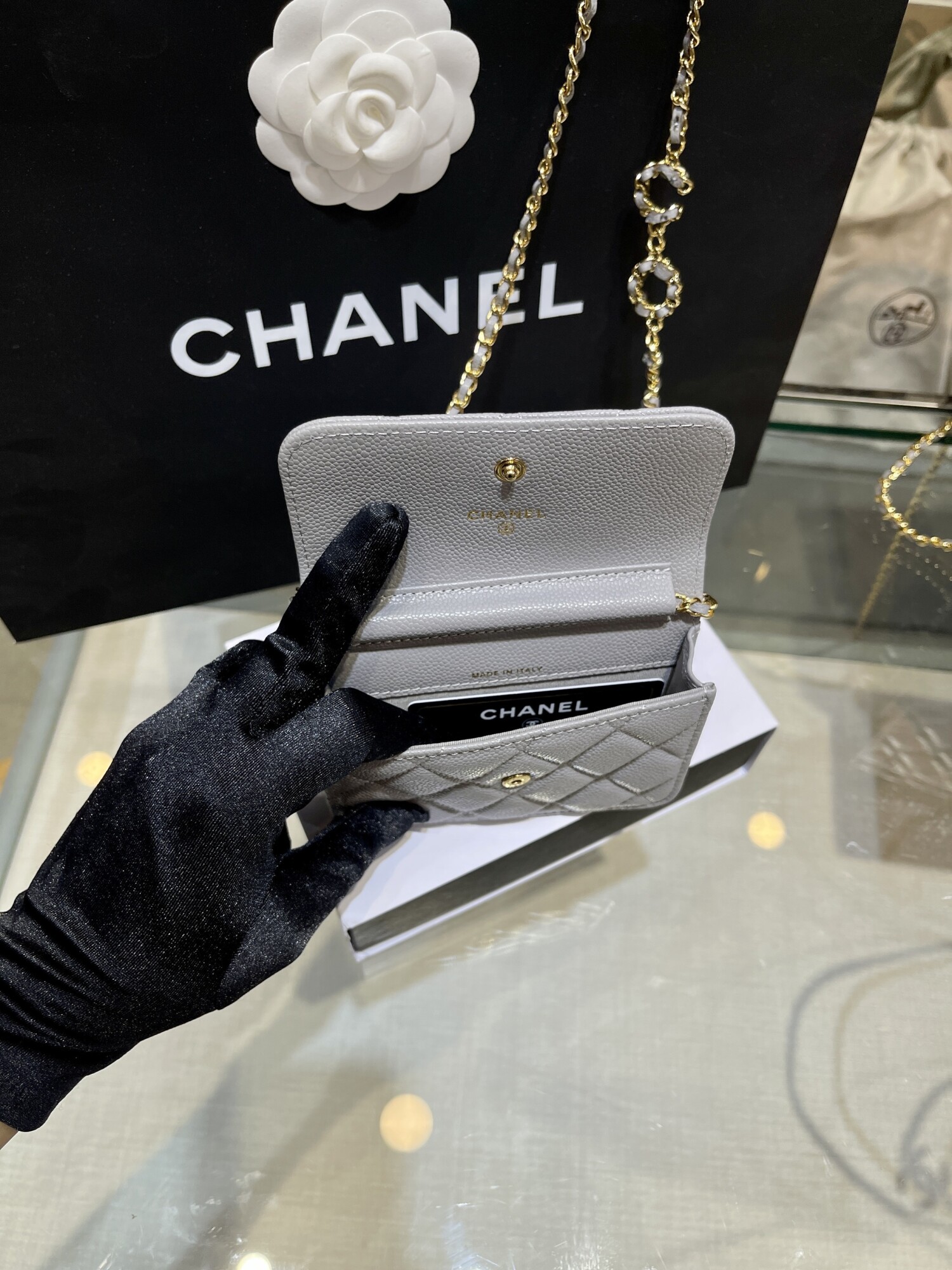 Chanel Mini Woc Logo Coco Gray
