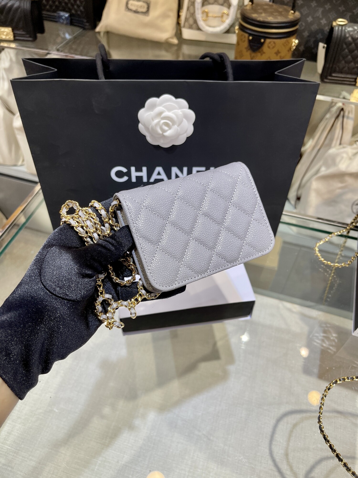 Chanel Mini Woc Logo Coco Gray