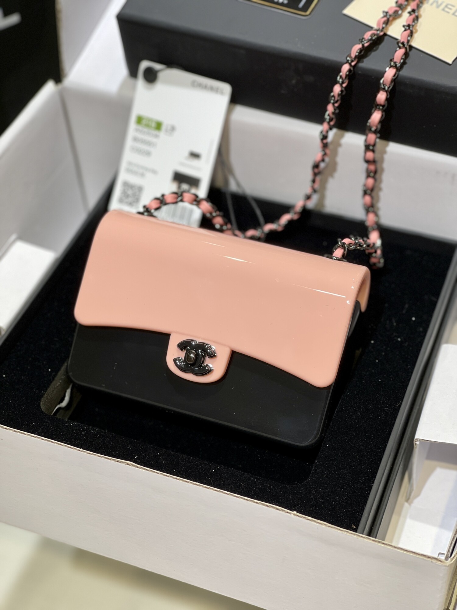 Chanel Plastic Bag Pink N Black