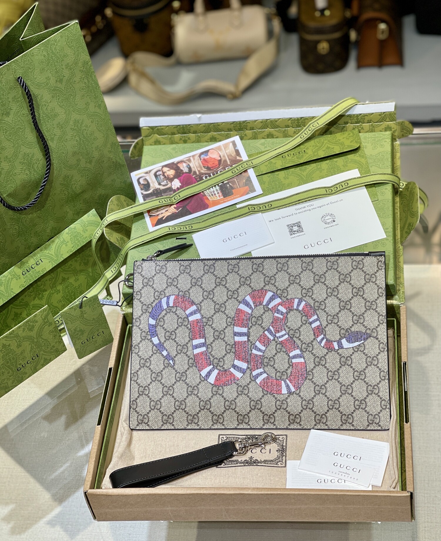 Gucci Clutch Tab Snake Brown