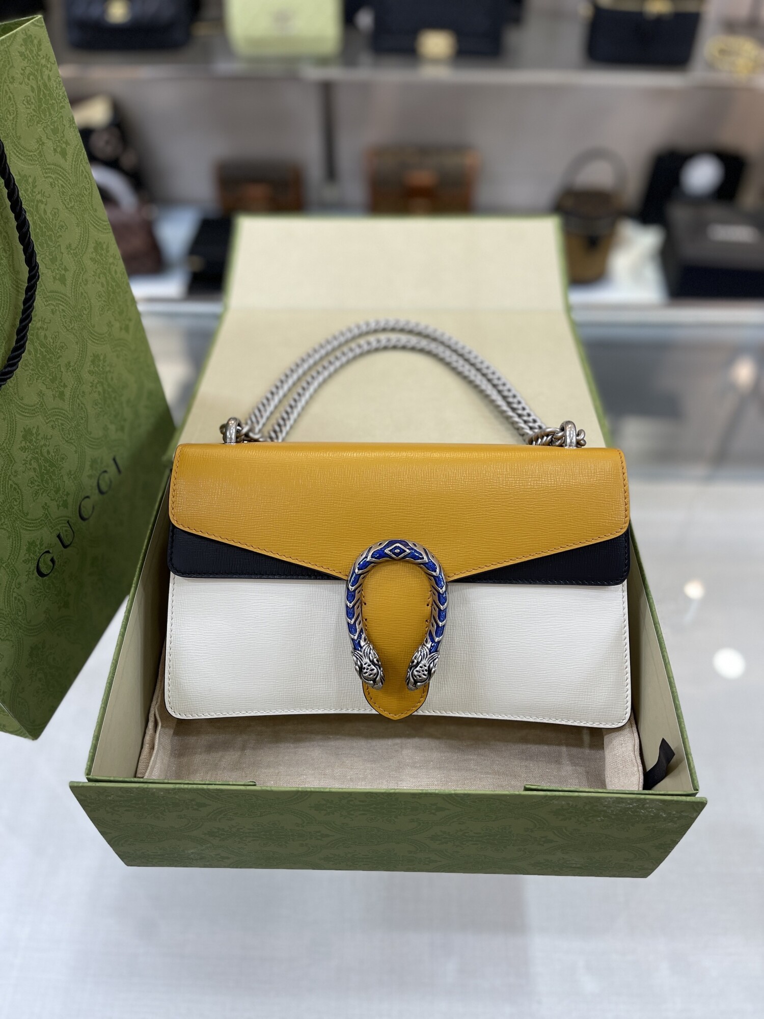 Gucci Dionysus 28 Blue Chain Yellow