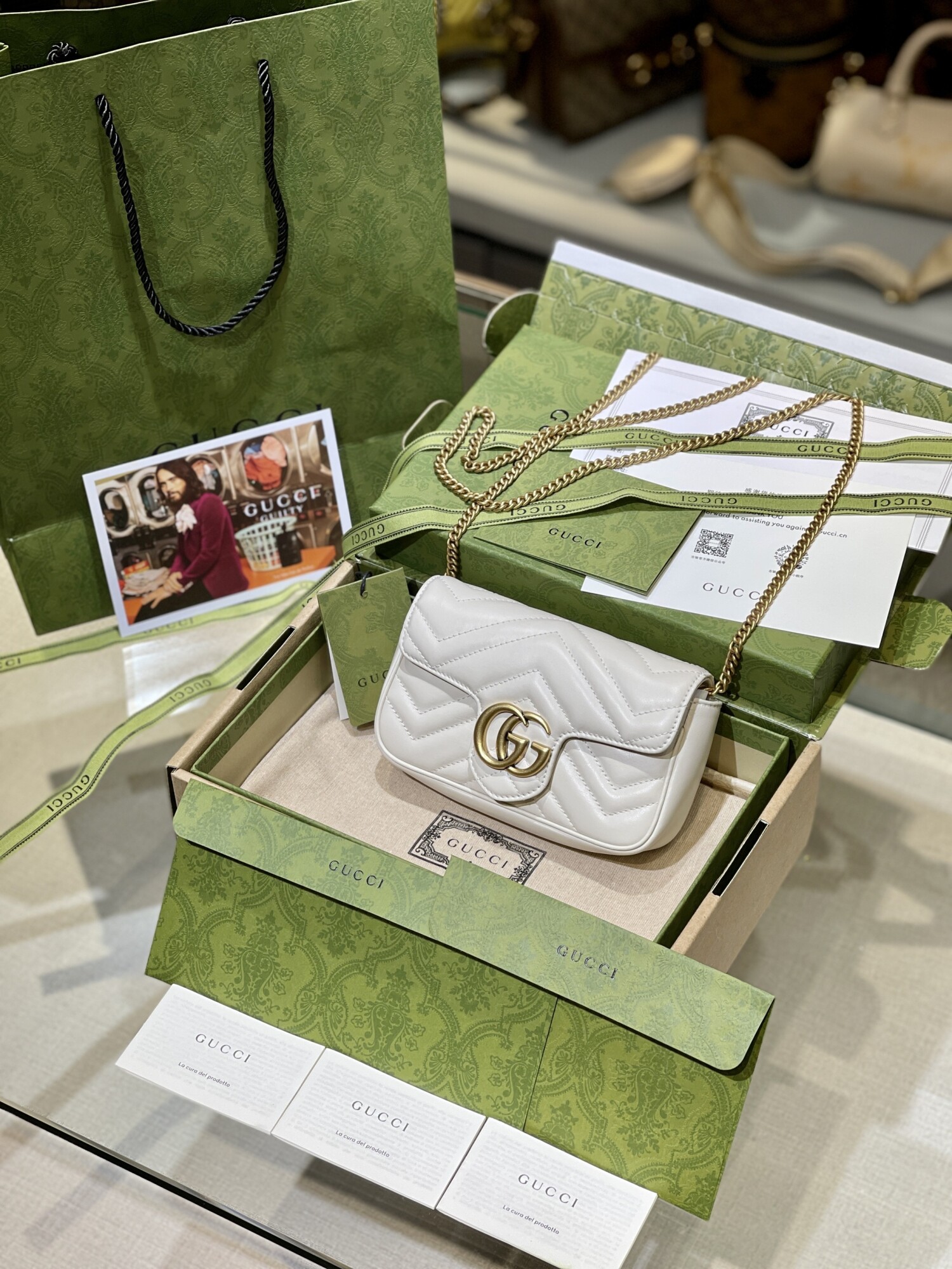 Gucci Marmont 165 White Pearl