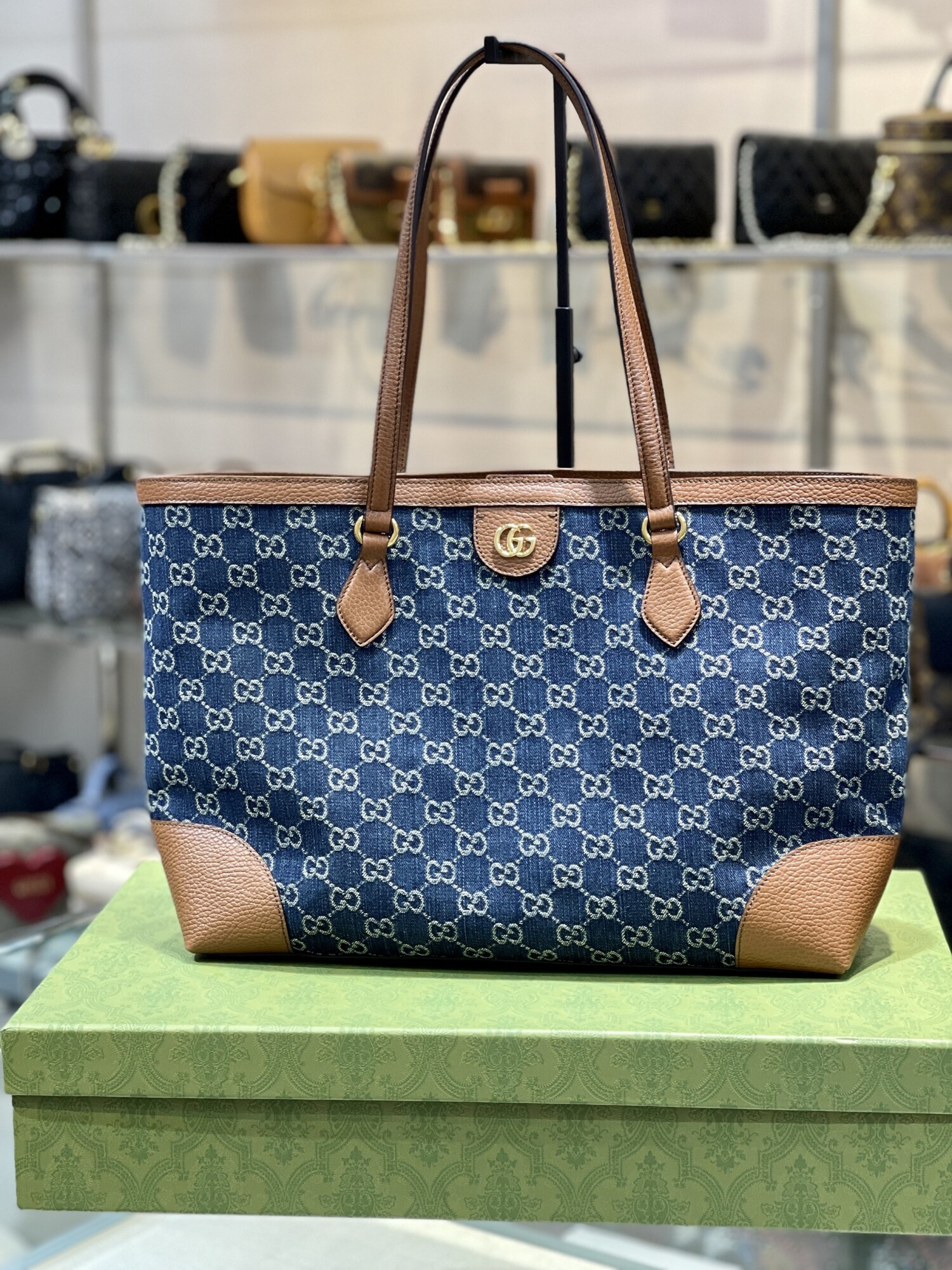 Gucci Tote Bag Denim Double G