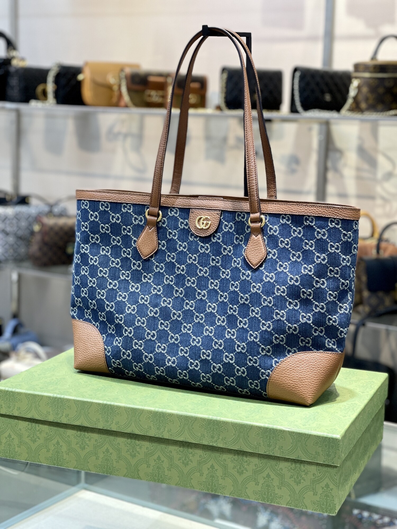 Gucci Tote Bag Denim Double G