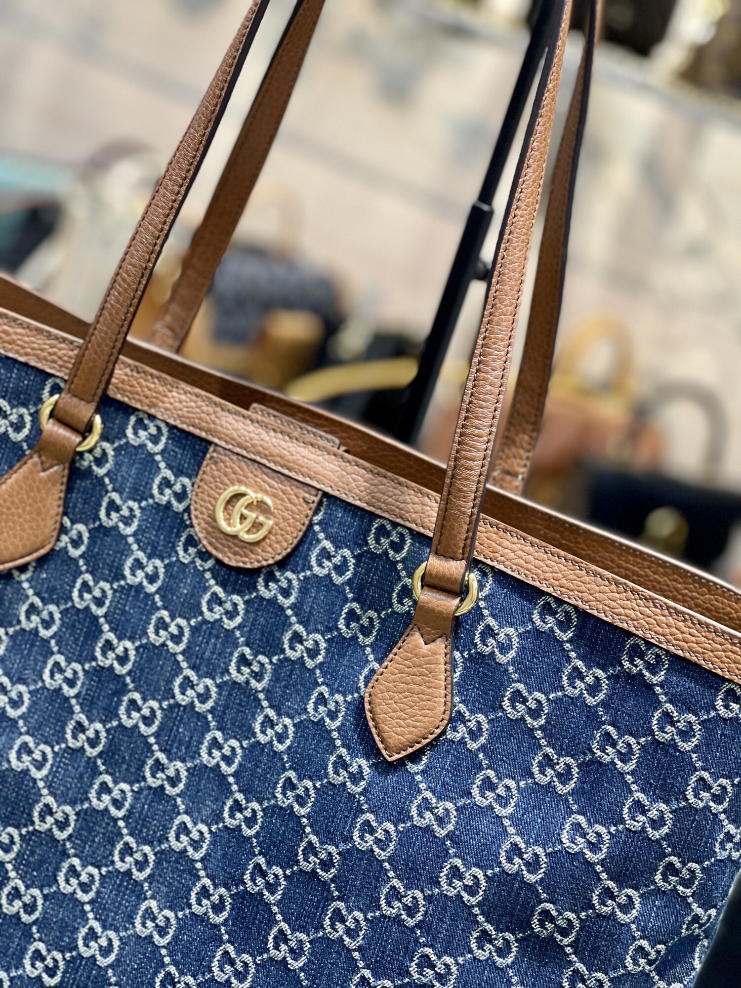 Gucci Tote Bag Denim Double G