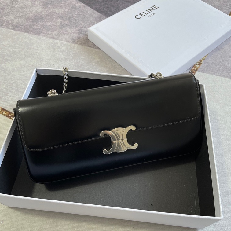 Celine Chain Bag Triomphe In Shiny Calfskin