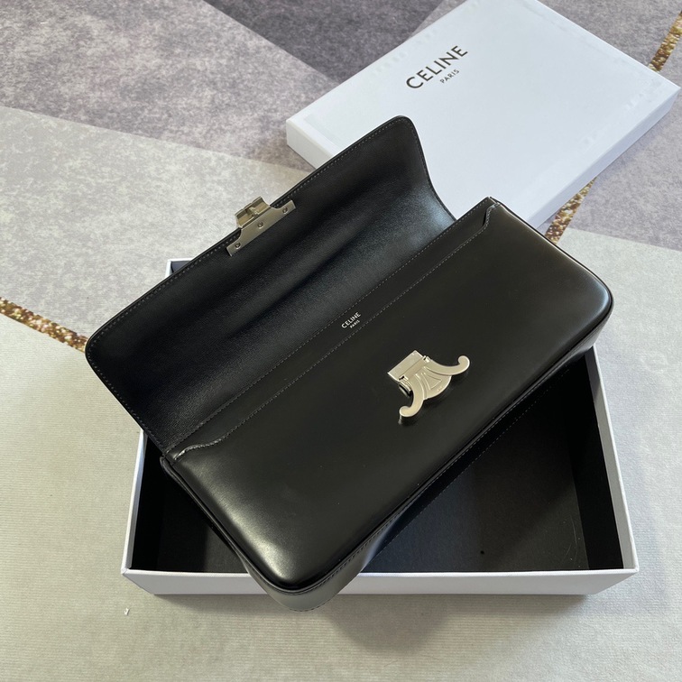 Celine Chain Bag Triomphe In Shiny Calfskin