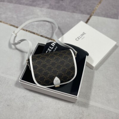 Celine Medium Folco Bag In Triomphe Canvas
