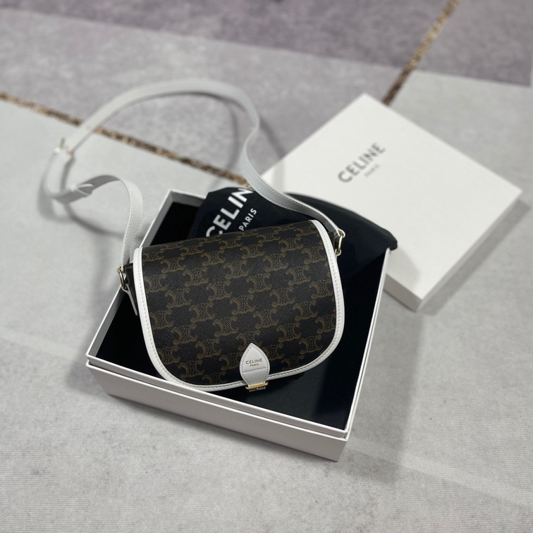 Celine Medium Folco Bag In Triomphe Canvas