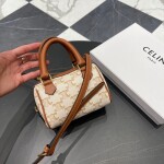 Celine Mini Boston Bag With Celine Cursive