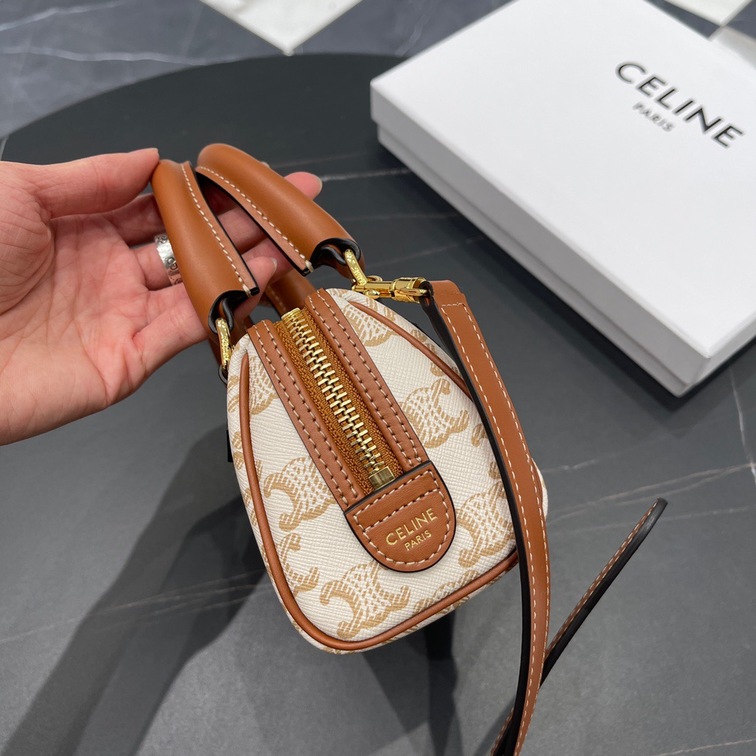 Celine Mini Boston Bag With Celine Cursive