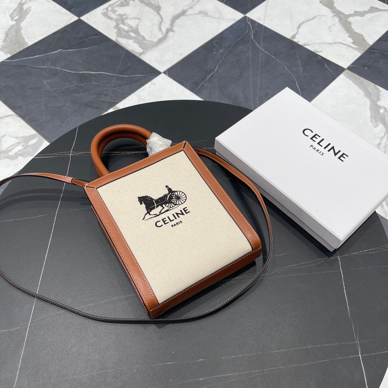 Celine Mini Vertical Cabas Celine In Textile
