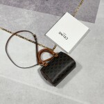 Celine Small Boston In Triomphe Canvas And Calfskin Tan