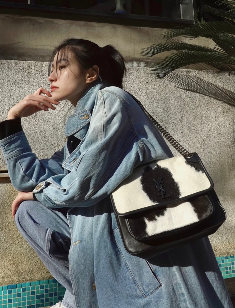 Niki Bag In Black And White Pony Hair