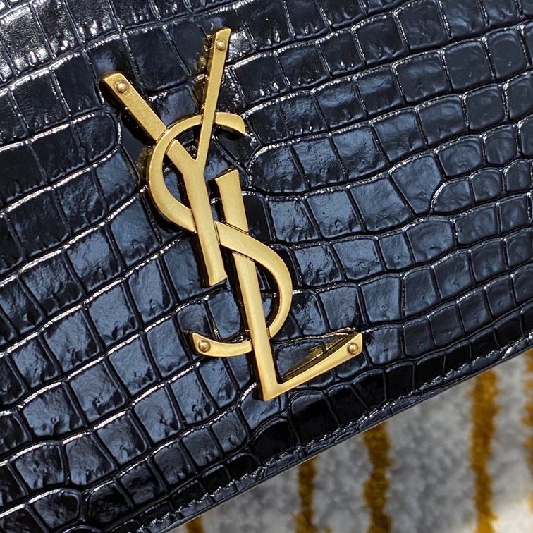Sunset Medium In Crocodile Embossed Shiny Leather