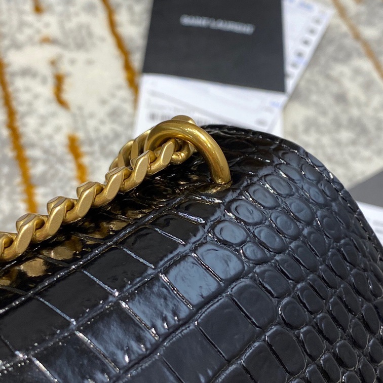 Sunset Medium In Crocodile Embossed Shiny Leather
