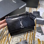 Sunset Medium In Crocodile Embossed Shiny Leather