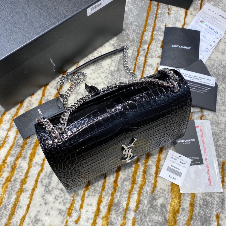 Sunset Medium In Crocodile Embossed Shiny Leather