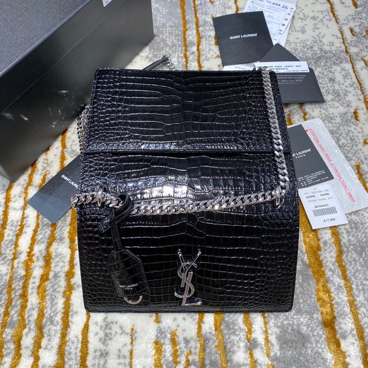 Sunset Medium In Crocodile Embossed Shiny Leather