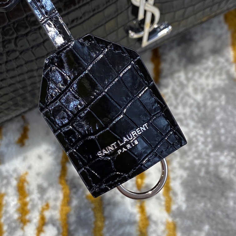 Sunset Medium In Crocodile Embossed Shiny Leather