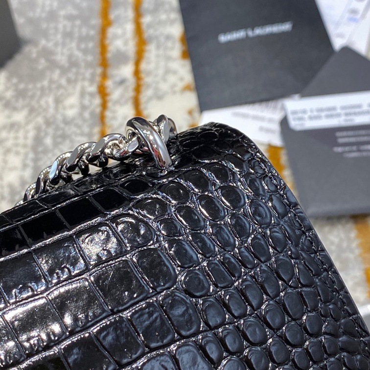 Sunset Medium In Crocodile Embossed Shiny Leather