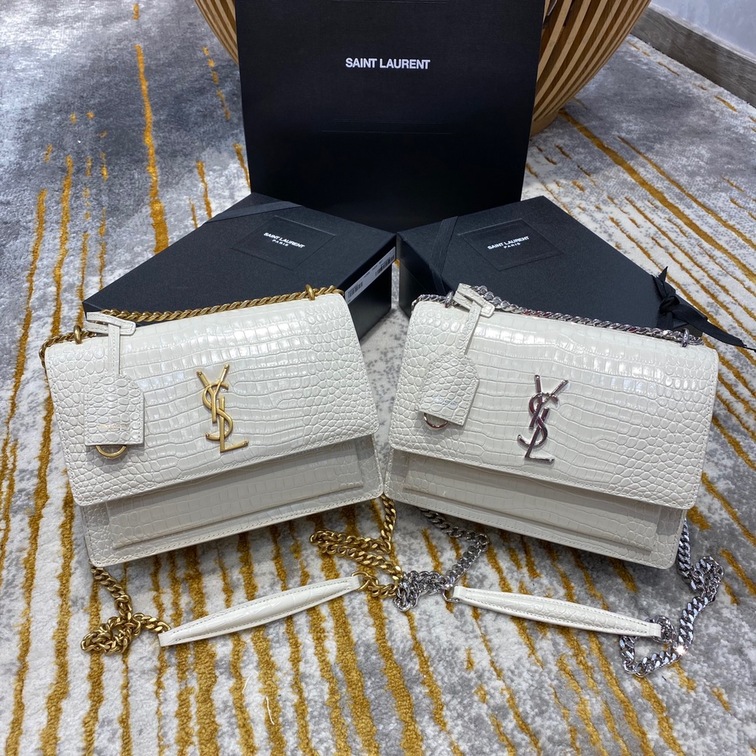Sunset Medium In Crocodile Embossed Shiny Leather