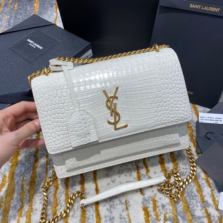 Sunset Medium In Crocodile Embossed Shiny Leather