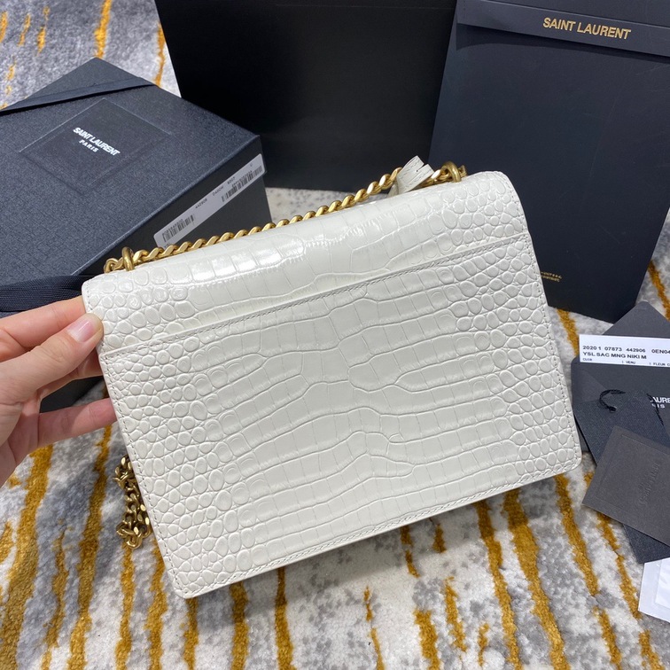 Sunset Medium In Crocodile Embossed Shiny Leather