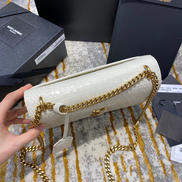 Sunset Medium In Crocodile Embossed Shiny Leather