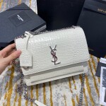 Sunset Medium In Crocodile Embossed Shiny Leather