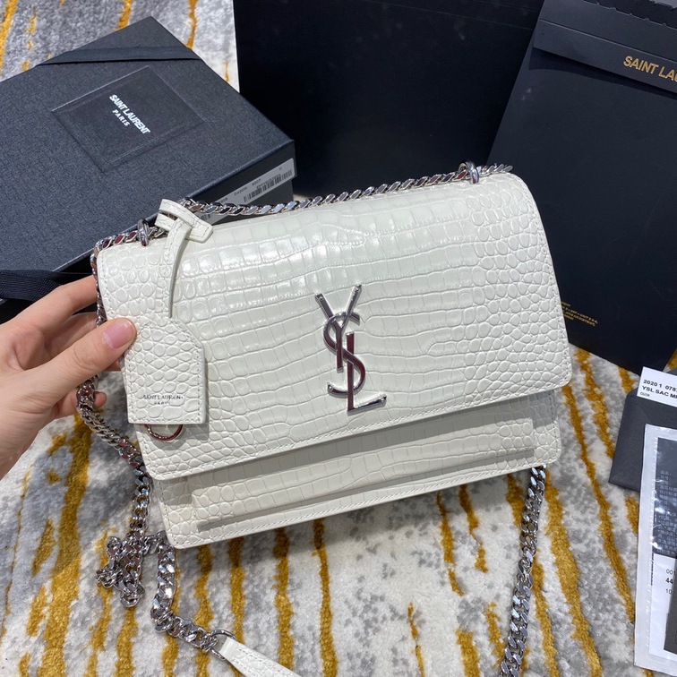 Sunset Medium In Crocodile Embossed Shiny Leather