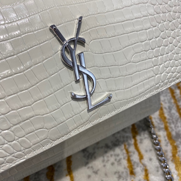 Sunset Medium In Crocodile Embossed Shiny Leather
