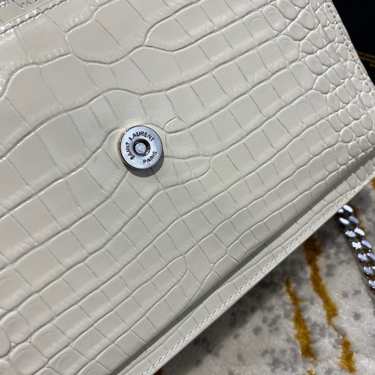 Sunset Medium In Crocodile Embossed Shiny Leather