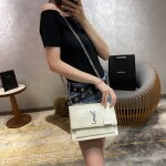 Sunset Medium In Crocodile Embossed Shiny Leather