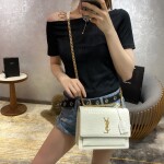 Sunset Medium In Crocodile Embossed Shiny Leather
