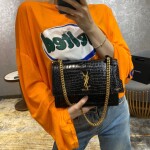 Sunset Medium In Crocodile Embossed Shiny Leather